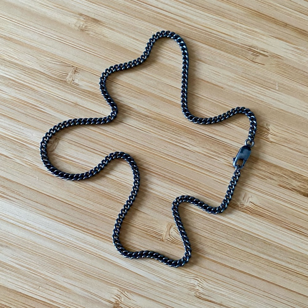 SOLD Sterling silver curb chain choker oxidized gunmetal